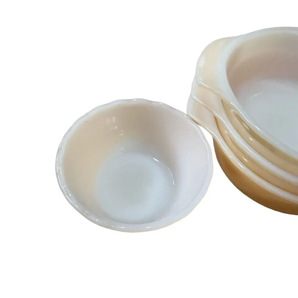 Peach Luster Bowl Set Of 5‎ Fire King Handled Soup Cereal Vintage Anchor Hocking